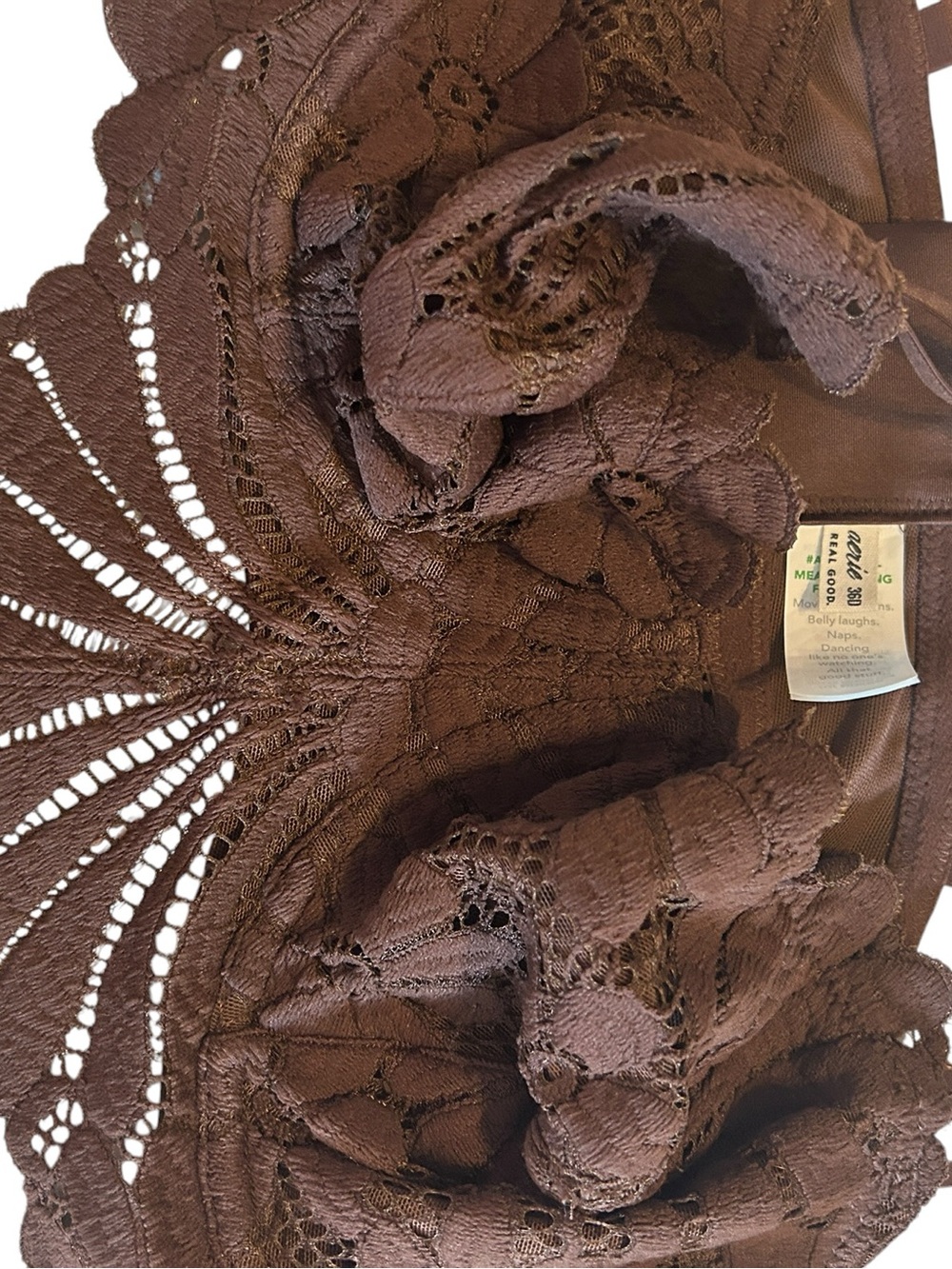 Aerie Show Off Unlined Lace Bra Brown Size 36D Romantic Feminine - Picture 6 of 6